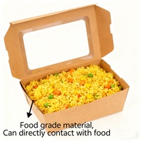 Boîte d'aliments à emporter pour salade à fenêtre transparente en papier kraft biodégradable recyclable écologique personnalisé pour emballage de fast-food aux fruits