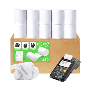 JAMATA Rouleaux de papier <span class=keywords><strong>thermique</strong></span> sans BPA 57mm x 40mm x 16m Pack 30 Single White Clear Printing Durable Compatible <span class=keywords><strong>TPE</strong></span> Credit Card Payment - Product Image 1