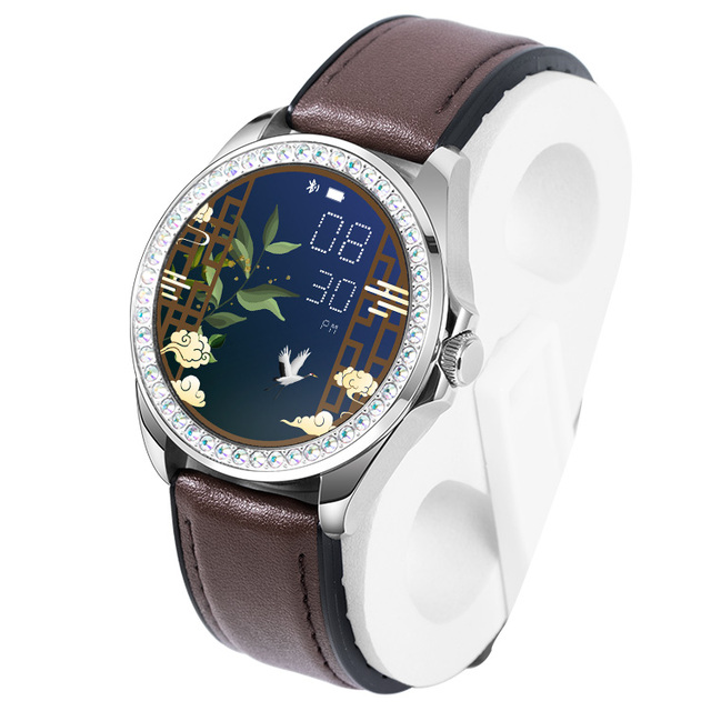 BOMAXE 2024 High Quality Ladies Smart Watch Luxury Full Android Leather Band Health Monitor with Calendar Function