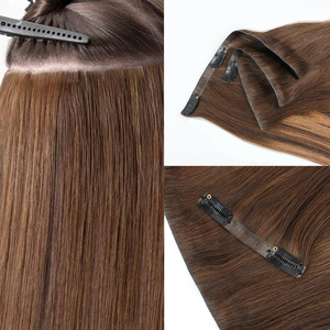 Extensioni di <span class=keywords><strong>Capelli</strong></span> Umani Vergini Russi Remy di Alta Qualità, Colore Bianco <span class=keywords><strong>Platino</strong></span> Naturale, Tinti, con Clip PU Invisibili - Product Image 1