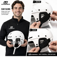 Underice 1 ensemble de sangles de mentonnière pour casque de hockey sur glace avec 2 boucles d'oreille en caoutchouc, pièces de rechange, accessoires de casque