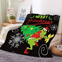 Adulte personnalisé grinch cauchemar avant noël confortable chaud bébé super peluche flanelle impression polaire jeter des couvertures pour la décoration intérieure