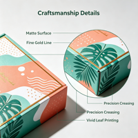 Boîte cadeau pliante en papier avec motif tropical personnalisé pour l'emballage de produits d'été