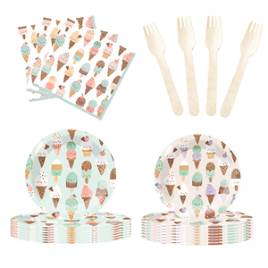 DAMAI - Juego de Vajilla Desechable de Papel Verde para Fiestas Temáticas de Verano, Platos, Vasos, Servilletas para Fiestas Infantiles - Product Image 3