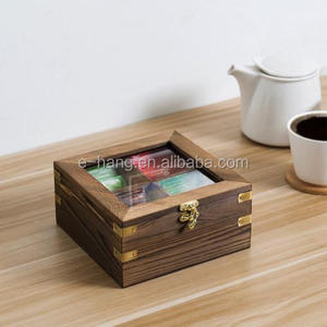 OEM Vintage Dark <strong>Brown</strong> Burnt Wood Tea Bag <strong>Storage</strong> <strong>Box</strong> with Lid Tea Boxes 4 compartment Wooden Tea <strong>Storage</strong> Organizer Tin <strong>Box</strong> - Product Image 5