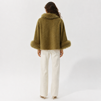 Manteau en Laine/Cachemire Respirant et Écologique pour Femme, Veste Courte Amovible en Peluche Élégante Hiver 2026