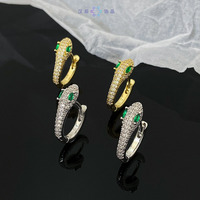 Juego de Joyería de Serpiente de Cobre Chapado en Oro de 18K de Lujo, Collar, Anillo, Brazalete y Aretes con Incrustaciones de Zirconia, Accesorios Únicos para Mujer
