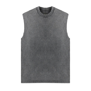 Benutzer definierte Streetwear Herren Weste Tank Top T-Shirt Herren Acid Washed Vintage ärmelloses T-Shirt - Product Image 3