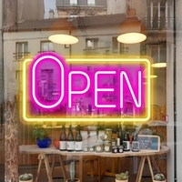 Panneau d'ouverture néon LED Décoration de vitrine lumineuse pour vitrine de magasin Panneau d'ouverture d'entreprise accrocheur
