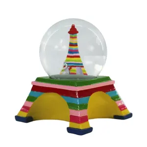 Mini Glas 65Mm Originele Parijs Stad Eiffeltoren Sneeuwbollen Hars Custom Reis Souvenir Cadeau Kleur Toren Standbeeld Sneeuwbol