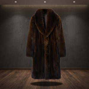 Manteau d'hiver réversible imperméable en fourrure pour homme, col en V, luxe, manches longues, mi-longueur, grand revers, service OEM - Product Image 3