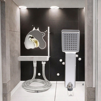 Ensemble de pommeau de douche pluie à main à fonction unique carré en ABS trois pièces finition chromée Installation facile Accessoires de robinet de salle de bain