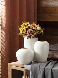 Jarrones de mesa blancos nórdicos, florero grande de cerámica, decoración para sala de estar, cerámica para el hogar y maceta de porcelana para sala de estar - Product Image 4
