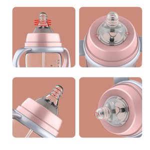 Bán buôn BPA-free bé chai núm vú bé ăn chai Set sơ sinh chai Set cấp thực phẩm Silicone biểu tượng tùy chỉnh thân thiện với môi - Product Image 5