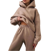 Ensemble décontracté personnalisé pour femme, en molleton uni à manches longues, avec pantalon de survêtement et sweat à capuche oversize, imprimé logo – Nouvelle collection