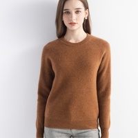 Sweater Rajut Kasmir Murni Buatan Cina, Kerah Bulat, Wanita, Termal, Bernapas, Hangat, Lembut, Pullover Rajutan
