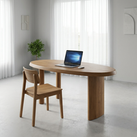 Bureau d'écriture et d'ordinateur moderne, durable, écologique, en bois de frêne massif, de forme ovale et incurvée, pour le bureau à domicile et la salle d'étude