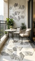 Carrelage mural hexagonal moderne en porcelaine 200x230mm avec motif feuille de Monstera, antidérapant, antibactérien, pour hall et hôtel