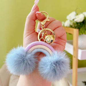 Porte-clés en coton tressé à la main en forme d'arc-en-ciel avec pompon en peluche, cadeau de Saint-Valentin pour femme - Grande Vente - Product Image 3
