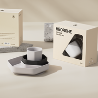 Ensemble de vaisselle en silicone sans BPA HEORSHE, ustensiles alimentaires pour enfants, cuillère d'alimentation et bol à ventouse pour l'alimentation des nouveau-nés
