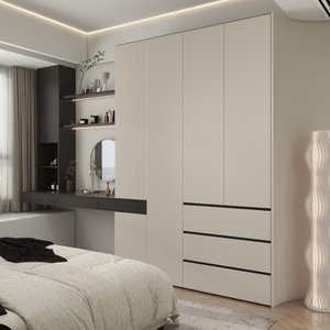 Élevez le niveau de luxe de votre chambre : Ensemble armoire et coiffeuse avec tiroirs de rangement intégrés, miroir éclairé par LED et placard à façade vitrée - Product Image 4