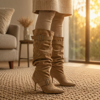 Bottes hautes pour femmes à tube large, à bout pointu et talons fins, bottes d'hiver pour femmes