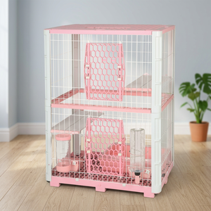 611-M2Y Taiwan Design Retro Animal Pattern Pet Product 3-Layer Easy Setup Plastic Metal Indoor <b>Cat</b>/Pet <b>Cages</b> Button Plastic Tray - Product Image 3
