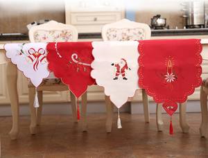 European Embroidered Christmas Table Flag 40*170cm Hollow Dinning Santa Claus Table Flag for Decorations - Product Image 4