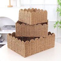 Panier de rangement en corde de papier festonnée tressée pour centre de table, boîte cadeau, organisateur, décoration intérieure, fournitures pour événements et mariages