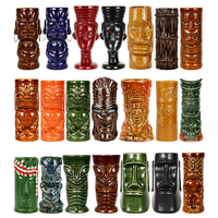 Personnalisé Halloween Hawaii Bar Tropical Cocktail Verre Surface Non Émaillée Céramique Démon Diable Tête Squelette Tiki Mug
