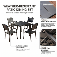 Ensemble de jardin commercial Meiqi, table et chaises carrées résistantes aux intempéries pour patio, jardin, balcon et café, détente et loisirs