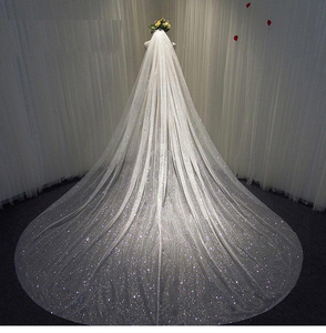 Voiles de <span class=keywords><strong>mariée</strong></span> scintillants et brillants, voiles de <span class=keywords><strong>mariée</strong></span> à une seule couche, longueur cathédrale, faits à la main, tulle doux, <span class=keywords><strong>paillettes</strong></span>, <span class=keywords><strong>voile</strong></span> de <span class=keywords><strong>mariée</strong></span> - Product Image 3