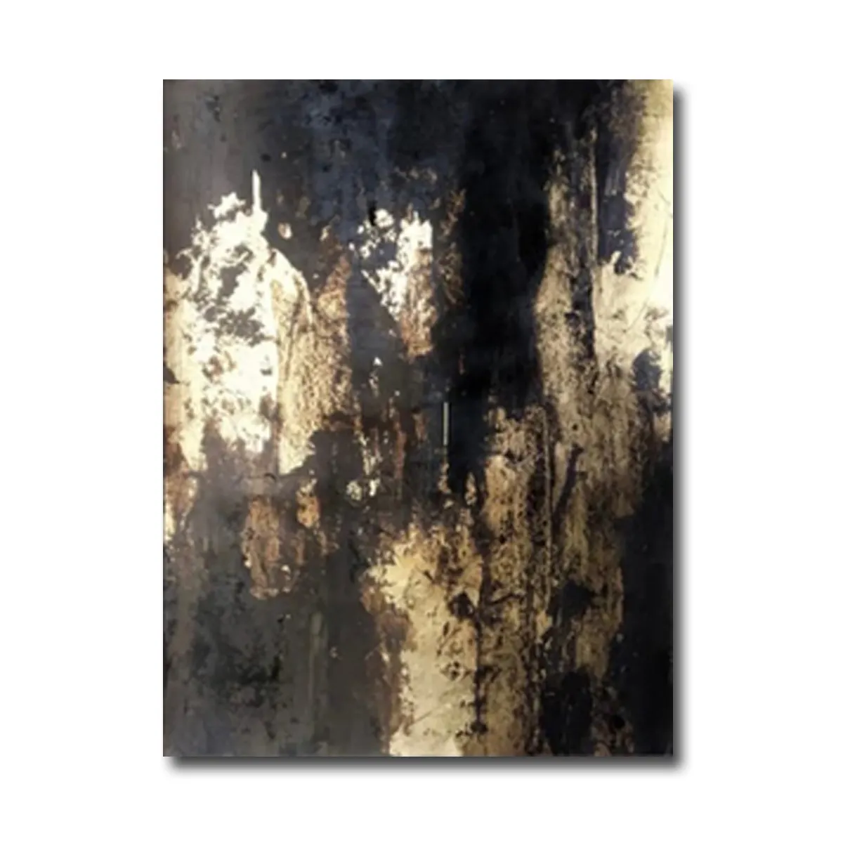 Cao cấp trừu tượng đơn giản và rõ ràng mượt mịn Kết cấu sơn dầu vàng đen cho trang trí quán cà phê
