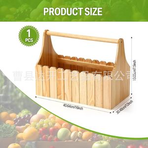 ตะกร้าเก็บของไม้ทรงสี่เหลี่ยมรักษ์โลกสำหรับใส่ผักผลไม้ในสวน - Product Image 3