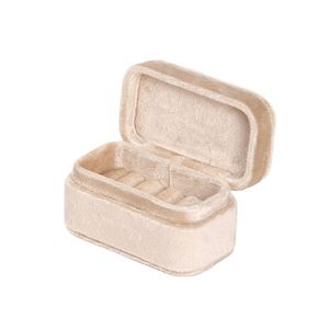 Caja de Joyería de Terciopelo Beige Personalizada al por Mayor, Embalaje de Regalo Portátil para el Día de San Valentín para Anillos, Estilo Moderno con Logotipo - Product Image 2
