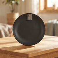 Prix de gros assiettes soucoupes à pizza rondes noires en mélamine de 7 pouces