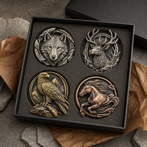 Badges métalliques 3D personnalisés en relief animalier, épingles de revers moulées sous pression, motifs loup, cerf, aigle, cheval, style antique - Product Image 2
