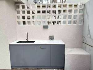 Mtop 현대 디자인 아크릴 스테인레스 스틸 주방 캐비닛 사용자 정의 회색 가구 섬 수도꼭지 서랍 슬라이드 힌지 - Product Image 3