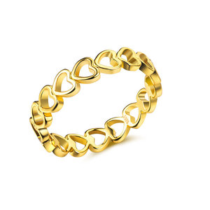 Anillo minimalista con forma de corazón hueco para mujer, diseño de corazón entrelazado, joyería elegante de moda - Product Image 1