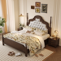 Cadre de lit plateforme en bois de caoutchouc moderne haut de gamme, durable, écologique, taille double standard, style vintage du milieu du siècle, fabriqué en Chine