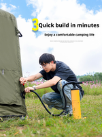 Tente de camping gonflable portable quatre saisons imperméable en Oxford vert avec deux chambres