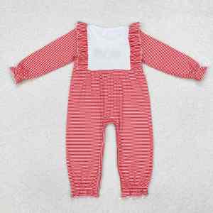2025 nuevo bebé niñas Navidad listo para enviar ropa apliques lindo Santa rojo rayas manga larga mameluco - Product Image 2