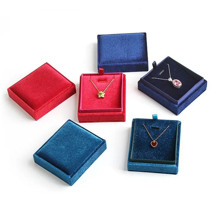 Velvet Jewelry Box Packaging Gift Boxes Rectangle Square Shape Earring Pendant Necklace Bracelet Display Holder for Wedding