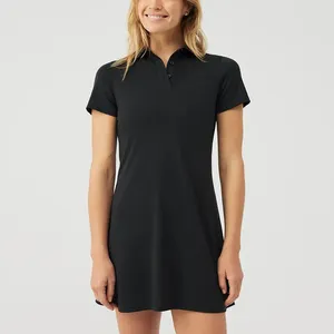 사용자 정의 로고 반팔 슬림 핏 폴로웨어 여성 야외 스포츠 골프 티셔츠 드레스 숙녀 테니스 골프 드레스