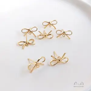 14k Gold Plated 925 Silver Headpin Bow Handmade Diy Earrings Jewelry Making Accessories