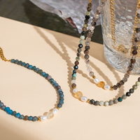 Cadeau chrétien minimaliste, chaîne à maillons en or plaqué 18 carats, pierres précieuses imperméables, citrine facettée, perles de turquoise africaine naturelle