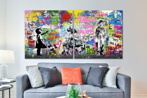 Pop Art Print Wall Decor Brainwash Canvas Extra Large Street Art Graffiti Urban Balloon Girl <span class=keywords><strong>Banksy</strong></span> Painting - Product Image 3