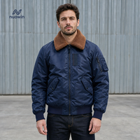 Blouson aviateur en nylon pour homme, style hiver avec col en fourrure, imperméable et réversible, OEM