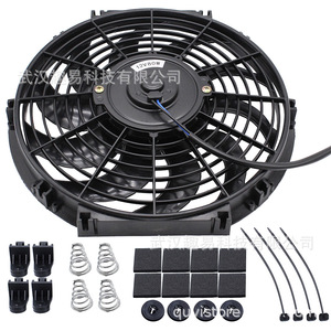 พัดลมทำความเย็นแบบโค้ง 12 นิ้ว 10 ใบพัด 12V 80W สำหรับดัดแปลงรถยนต์ - Product Image 1
