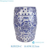 Tabouret de jardin classique en porcelaine orientale RZPZ29-A/B/C, écologique, fait main, motif nœud de bambou bleu et blanc, table d'appoint tambour pour patio